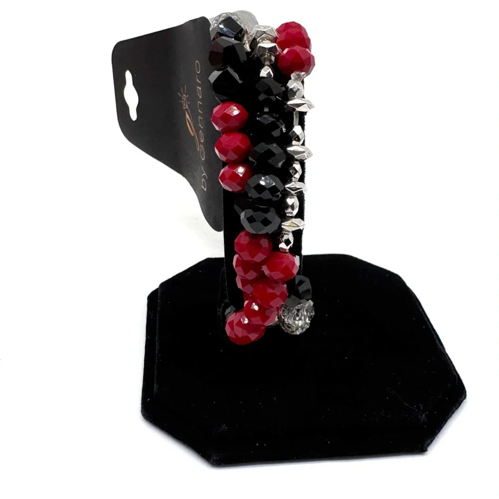 Gennaro Red & Black Faceted Bead Bracelet Set